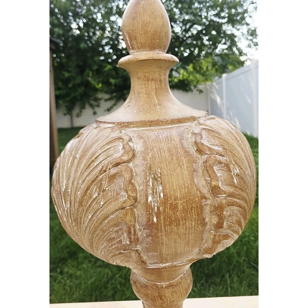 Wooden Finial Decorative Accent Distressed Table Accent Home Decor 14